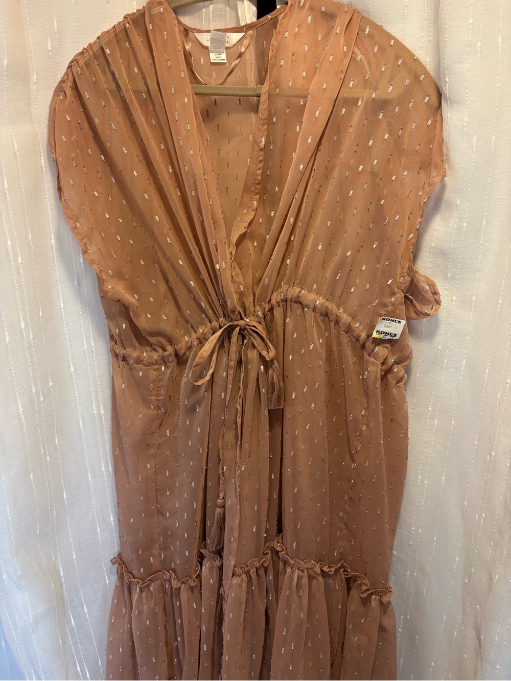LC Lauren Conrad Dusty Rose Tiered Sheer Wrap with Front Tie